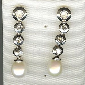 pendientes zirconitas y perlas