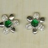 pendientes plata flor y zirconitas